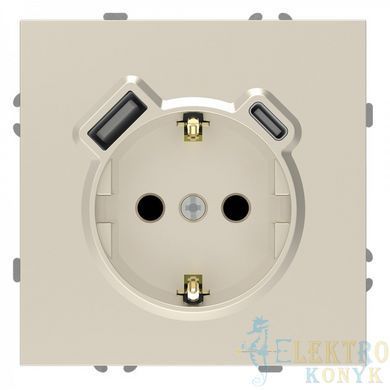 Купити Розетка одинарна із заземленням та USB-A+C 20W Ardero Soft механізм (Шампань) у Львові, Києві, Дніпрі, Одесі, Харкові