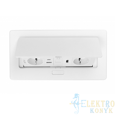 Купить Розетка в столешницу выдвижная GTV MULTISOFT на 2 розетки, USB A+C, RJ45, HDMI кабель 1.5 м (Белая) во Львове, Киеве, Днепре, Одессе, Харькове