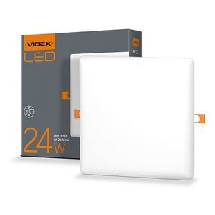 Купити Точковий світильник безрамковий квадратний LED VIDEX 24W 4100K у Львові, Києві, Дніпрі, Одесі, Харкові