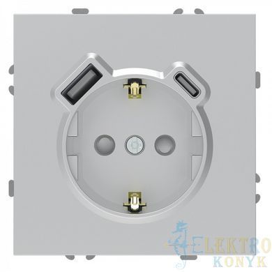 Купити Розетка одинарна із заземленням та USB-A+C 20W Ardero Soft механізм (Срібло) у Львові, Києві, Дніпрі, Одесі, Харкові