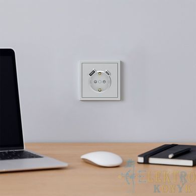Купити Розетка одинарна із заземленням та USB-A+C 20W Ardero Soft механізм (Срібло) у Львові, Києві, Дніпрі, Одесі, Харкові