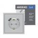 Купити Розетка одинарна із заземленням та USB-A+C 20W Ardero Soft механізм (Срібло) - 2