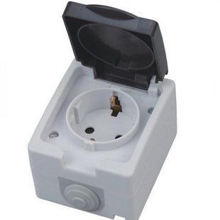 Купить Розетка накладная с заземлением с крышкой Horoz Electric ATOM IP54 (Серая) во Львове, Киеве, Днепре, Одессе, Харькове