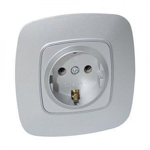 Купить Розетка с заземлением Horoz Electric ELA (Серебряная) во Львове, Киеве, Днепре, Одессе, Харькове