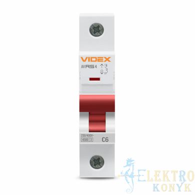 Купити Автоматичний вимикач VIDEX RESIST RS4 1P 6А 4,5 кА C у Львові, Києві, Дніпрі, Одесі, Харкові