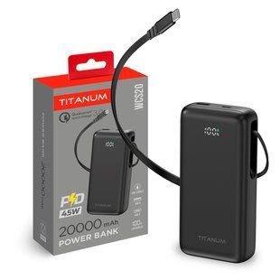 Купити Повербанк 20000mAh TITANUM WCS20 PD45W (Чорний) у Львові, Києві, Дніпрі, Одесі, Харкові