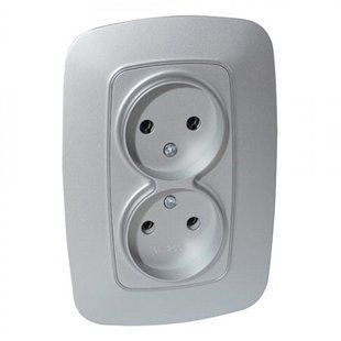 Купить Двойная розетка Horoz Electric ELA (Серебряная) во Львове, Киеве, Днепре, Одессе, Харькове