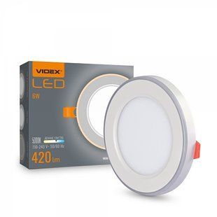 Купити Точковий світильник врізний LED з декоративною підсвіткою VIDEX DL4R 6W+3W 5000K+2700K (Білий) у Львові, Києві, Дніпрі, Одесі, Харкові