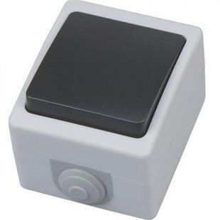 Купити Вимикач накладний 1 клавішний Horoz Electric ATOM IP54 (Сірий) у Львові, Києві, Дніпрі, Одесі, Харкові