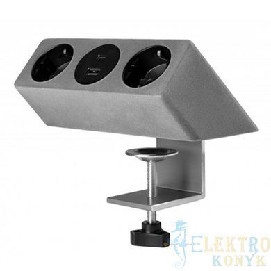 Купить Розетка в столешницу выдвижная GTV SOFITO на 2 розетки, USB A+C кабель 1.5 м (Серый флок) во Львове, Киеве, Днепре, Одессе, Харькове