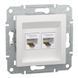 Купить Мех. двойная компьютерная розетка Schneider Electric Asfora RJ45 UTP 5e (Белая) - 1