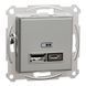 Купити USB розетка тип А+С 2,4А Schneider Electric Asfora (Алюміній) у Львові, Києві, Дніпрі, Одесі, Харкові