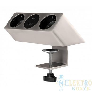 Купить Розетка в столешницу выдвижная GTV SOFITO на 2 розетки, USB A+C кабель 1.5 м (Нержавеющая сталь) во Львове, Киеве, Днепре, Одессе, Харькове