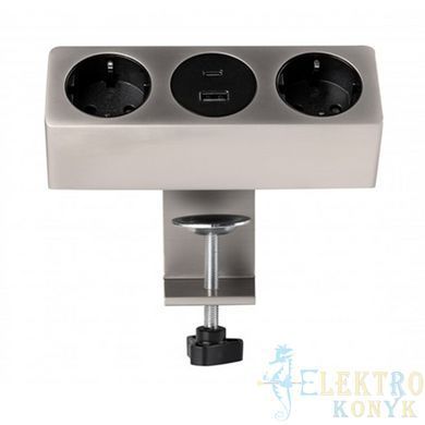 Купить Розетка в столешницу выдвижная GTV SOFITO на 2 розетки, USB A+C кабель 1.5 м (Нержавеющая сталь) во Львове, Киеве, Днепре, Одессе, Харькове