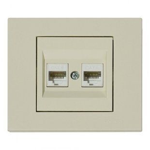 Купити Подвійна Комп'ютерна розетка RJ45 OVIVO GRANO (Крем) у Львові, Києві, Дніпрі, Одесі, Харкові