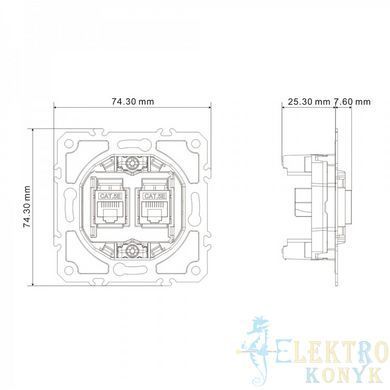 Купити Механізм розетка подвійна комп'ютерна RJ45 CAT6 Ardero Soft механізм (Пісочний) у Львові, Києві, Дніпрі, Одесі, Харкові