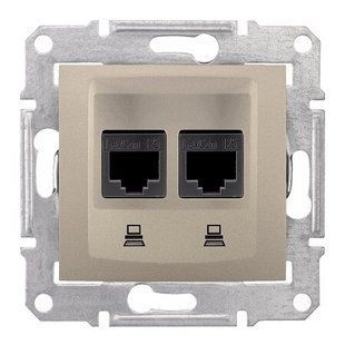 Купить Двойная компьютерная розетка Schneider Electric Sedna RJ45 UTP 5e (Титан) во Львове, Киеве, Днепре, Одессе, Харькове