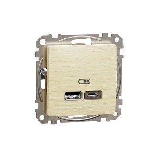 Купить USB розетка 1xUSB+1xType-C Schneider Sedna Elements 3A 45Вт (Берёза) во Львове, Киеве, Днепре, Одессе, Харькове