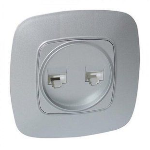 Купить Двойная компьютерная розетка Horoz Electric ELA (Серебряная) во Львове, Киеве, Днепре, Одессе, Харькове