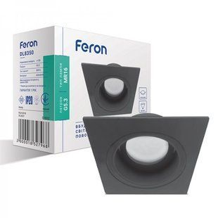 Купити Врізний точковий світильник Feron DL8350 MR16/G5.3 квадрат (Чорний) у Львові, Києві, Дніпрі, Одесі, Харкові