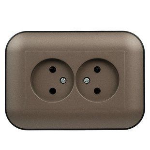 Купить Розетка двойная OVIVO LOFT (Мока+Антрацит) во Львове, Киеве, Днепре, Одессе, Харькове