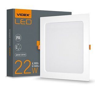 Купити Точковий світильник врізний LED квадрат VIDEX 22W 5000K (Білий) у Львові, Києві, Дніпрі, Одесі, Харкові
