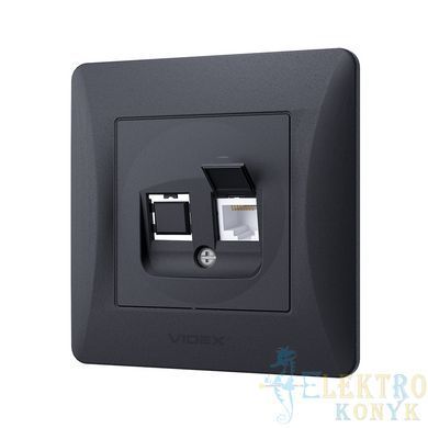 Купити Розетка одинарна комп'ютерна RJ45 CAT6 VIDEX BINERA (Чорний графіт) у Львові, Києві, Дніпрі, Одесі, Харкові