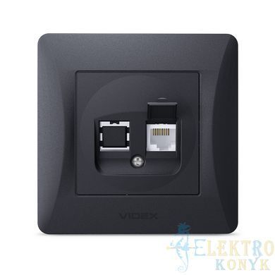 Купити Розетка одинарна комп'ютерна RJ45 CAT6 VIDEX BINERA (Чорний графіт) у Львові, Києві, Дніпрі, Одесі, Харкові