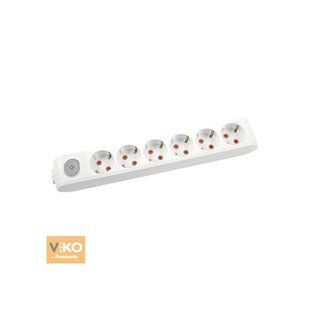 Купити Колодка з зазаземлення на 6 гнізда, кнопка 16A VIKO Multi-Let (Білий) у Львові, Києві, Дніпрі, Одесі, Харкові