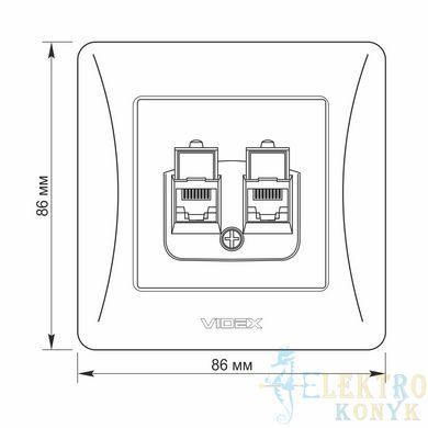 Купить Розетка двойная RJ45 CAT6 + RJ11 CAT3 VIDEX BINERA (Черный графит) во Львове, Киеве, Днепре, Одессе, Харькове