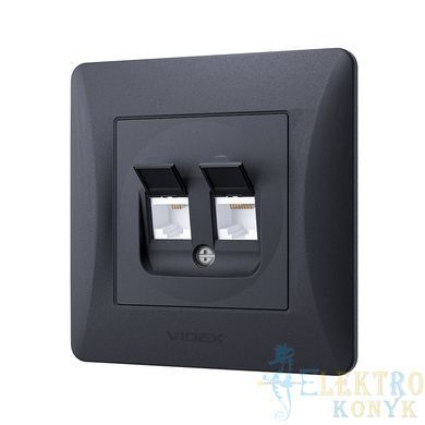 Купить Розетка двойная RJ45 CAT6 + RJ11 CAT3 VIDEX BINERA (Черный графит) во Львове, Киеве, Днепре, Одессе, Харькове