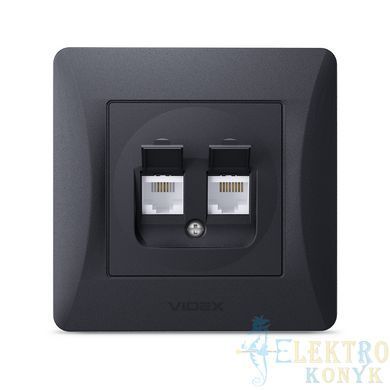 Купить Розетка двойная RJ45 CAT6 + RJ11 CAT3 VIDEX BINERA (Черный графит) во Львове, Киеве, Днепре, Одессе, Харькове
