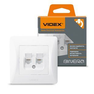 Купити Розетка подвійна RJ45 CAT6 + RJ11 CAT3 VIDEX BINERA (Білий) у Львові, Києві, Дніпрі, Одесі, Харкові