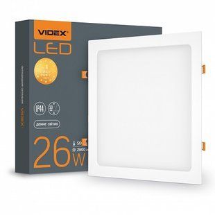 Купити Точковий світильник врізний LED квадрат VIDEX 26W 5000K (Білий) у Львові, Києві, Дніпрі, Одесі, Харкові