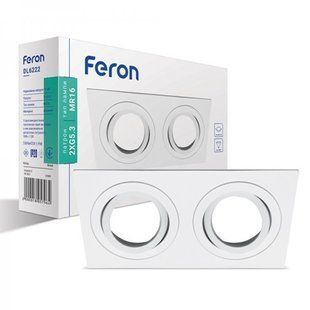 Купити Врізний точковий світильник Feron DL6222 MR16/G5.3 квадрат, подвійний поворотний (Білий) у Львові, Києві, Дніпрі, Одесі, Харкові