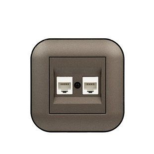 Купить Двойная компьютерная розетка RJ45 OVIVO LOFT (Мока+Антрацит) во Львове, Киеве, Днепре, Одессе, Харькове