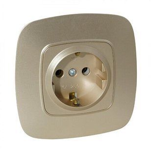Купить Розетка с заземлением Horoz Electric ELA (Золотая) во Львове, Киеве, Днепре, Одессе, Харькове