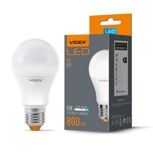 Купити LED лампа VIDEX A60e 8W E27 4100K у Львові, Києві, Дніпрі, Одесі, Харкові