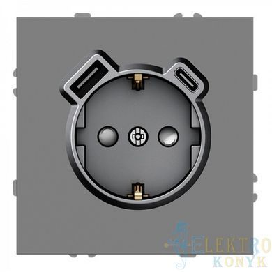Купити Розетка одинарна із заземленням та USB-A+C 20W Ardero Soft механізм (Сірий) у Львові, Києві, Дніпрі, Одесі, Харкові