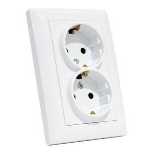 Купить Двойная розетка с заземлением Horoz Electric TINA (Белая) во Львове, Киеве, Днепре, Одессе, Харькове