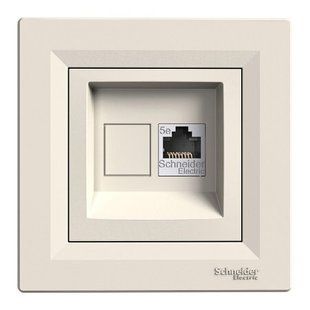 Купить Компьютерная розетка Schneider Electric Asfora RJ45 UTP 5e (Кремовая) + Рамка во Львове, Киеве, Днепре, Одессе, Харькове