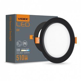 Купити Точковий світильник врізний LED круглый VIDEX 6W 5000K (Чорний) у Львові, Києві, Дніпрі, Одесі, Харкові