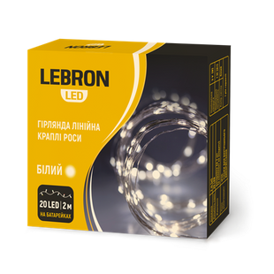 Купити Світлодіодна гірлянда "краплі роси" LEBRON 3*АА 50led IP20 5м (Біла) у Львові, Києві, Дніпрі, Одесі, Харкові