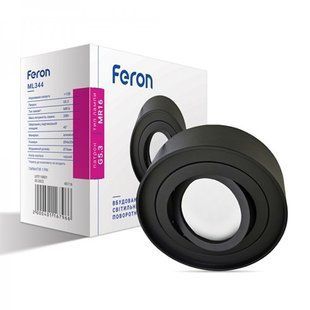 Купити Врізний точковий світильник Feron ML344 MR16/G5.3 круг (Чорний) у Львові, Києві, Дніпрі, Одесі, Харкові
