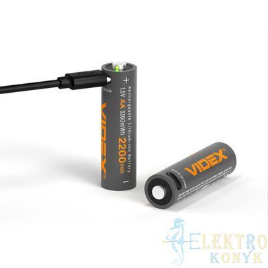 Купить Акумулятор VIDEX Li-ion LIR6C/AA USBC-C 1.5V (захист) 2200mAh 2шт/Pack во Львове, Киеве, Днепре, Одессе, Харькове
