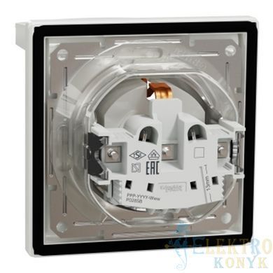Купити Розетка з заземленням IP44 з кришкою, з зах. шторками Schneider Electric Asfora (Біла) + Рамка у Львові, Києві, Дніпрі, Одесі, Харкові